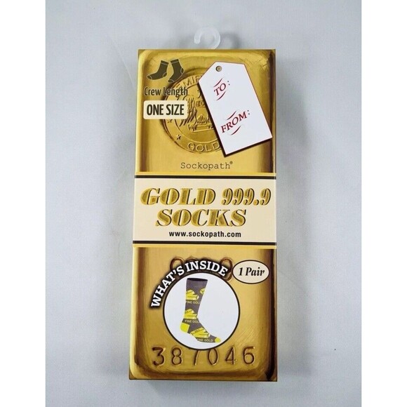 Sockopath Other - Novelty Gold 999.9 Socks, 1 Pair, Men's Crew Length, One Size Sockpath Funny
